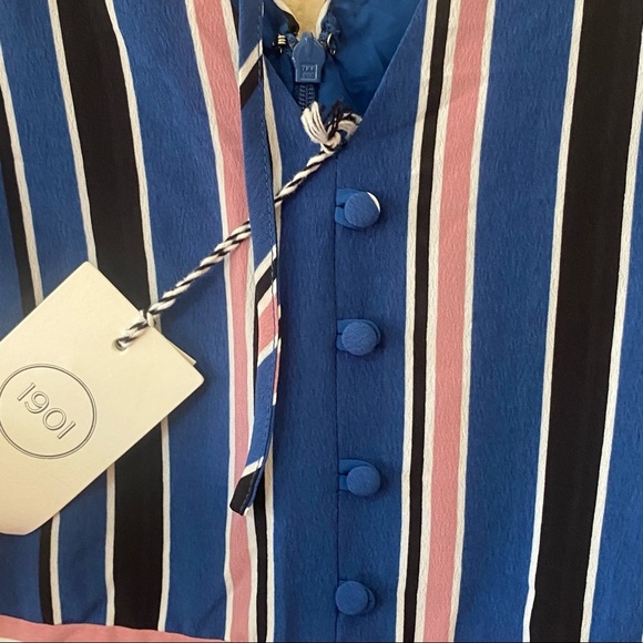 1901 Blue Multi-Color Stripe Wide Leg Cropped Jumpsuit - Picture 7 of 11